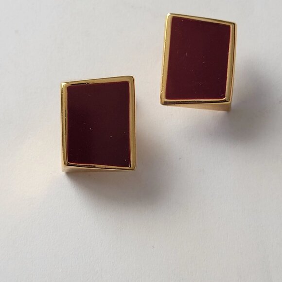 Unique Napier Geometric Gold and Mauve Tone Clip-on Earrings - Picture 5 of 10